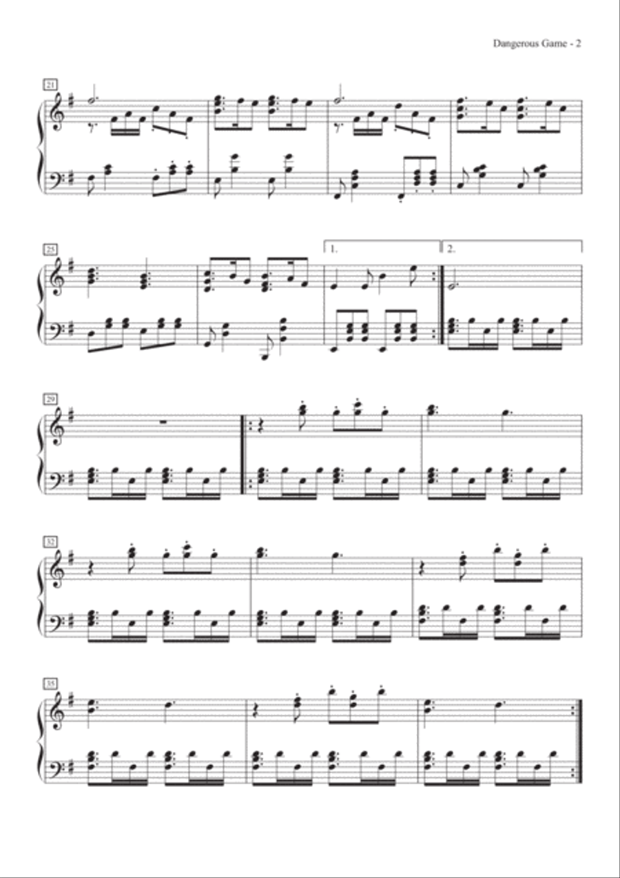 Dangerous Game Dangerous Game Piano Solo scores gallery preview page 3