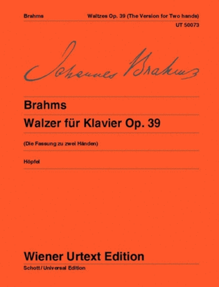 Book cover for Waltzes for Piano, Op. 39, Urtext (piano, 2-hands)