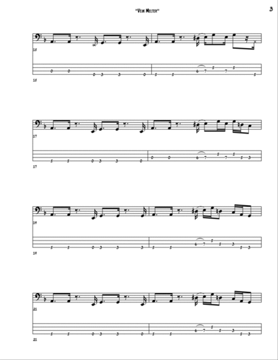 Vein Melter Vein Melter Bass Guitar scores gallery preview page 3