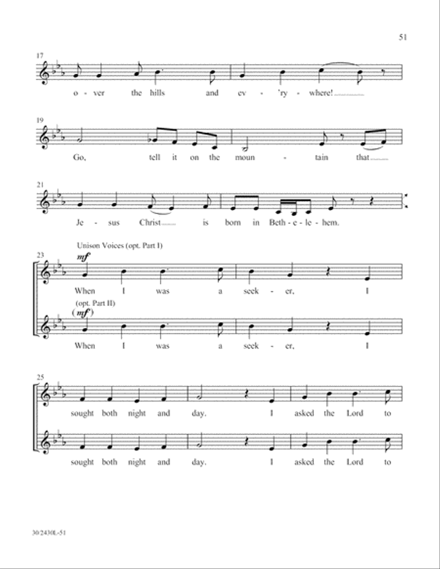 Simply Spirituals Unison Choir scores gallery preview page 52