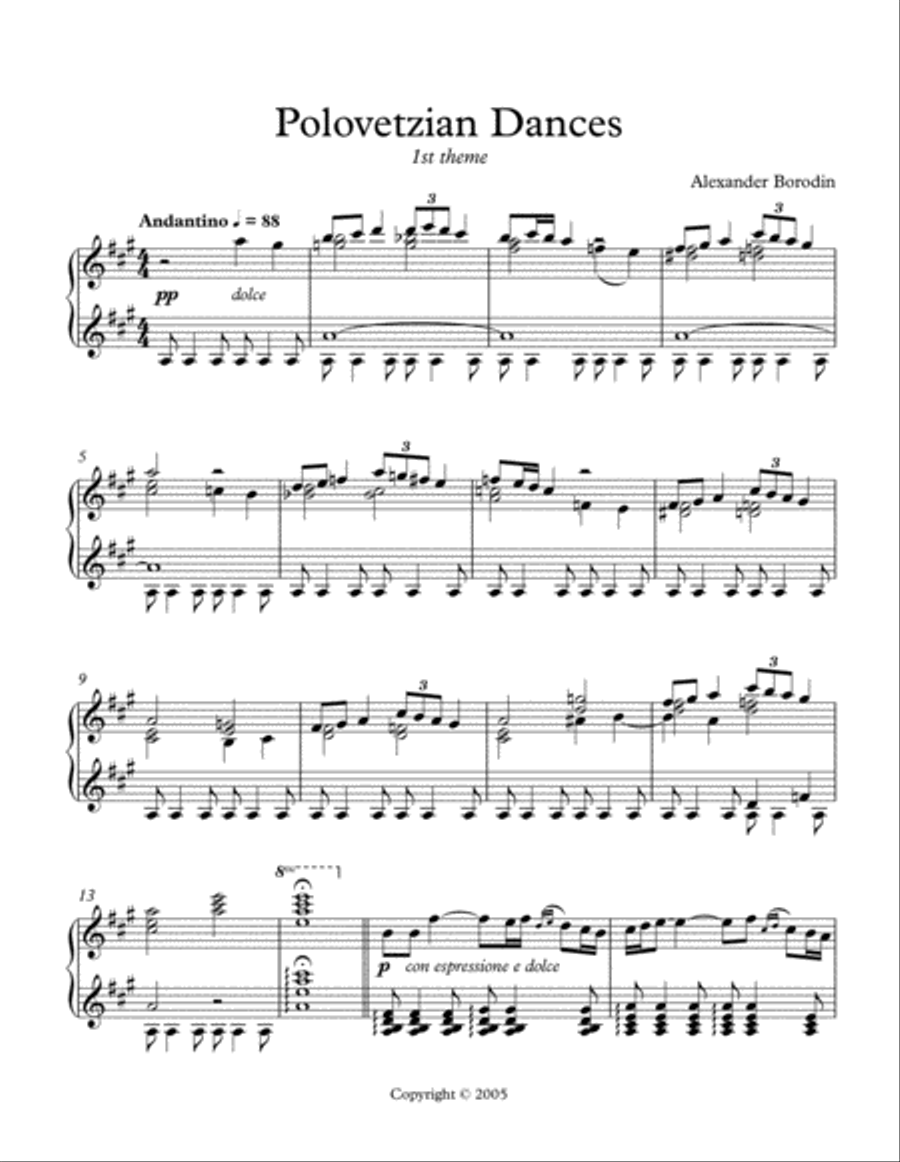 Polovetzian Dances Piano Solo scores gallery preview page 2