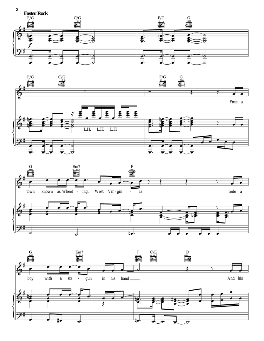 (The) Ballad Of Billy The Kid Piano, Vocal, Guitar scores gallery preview page 2