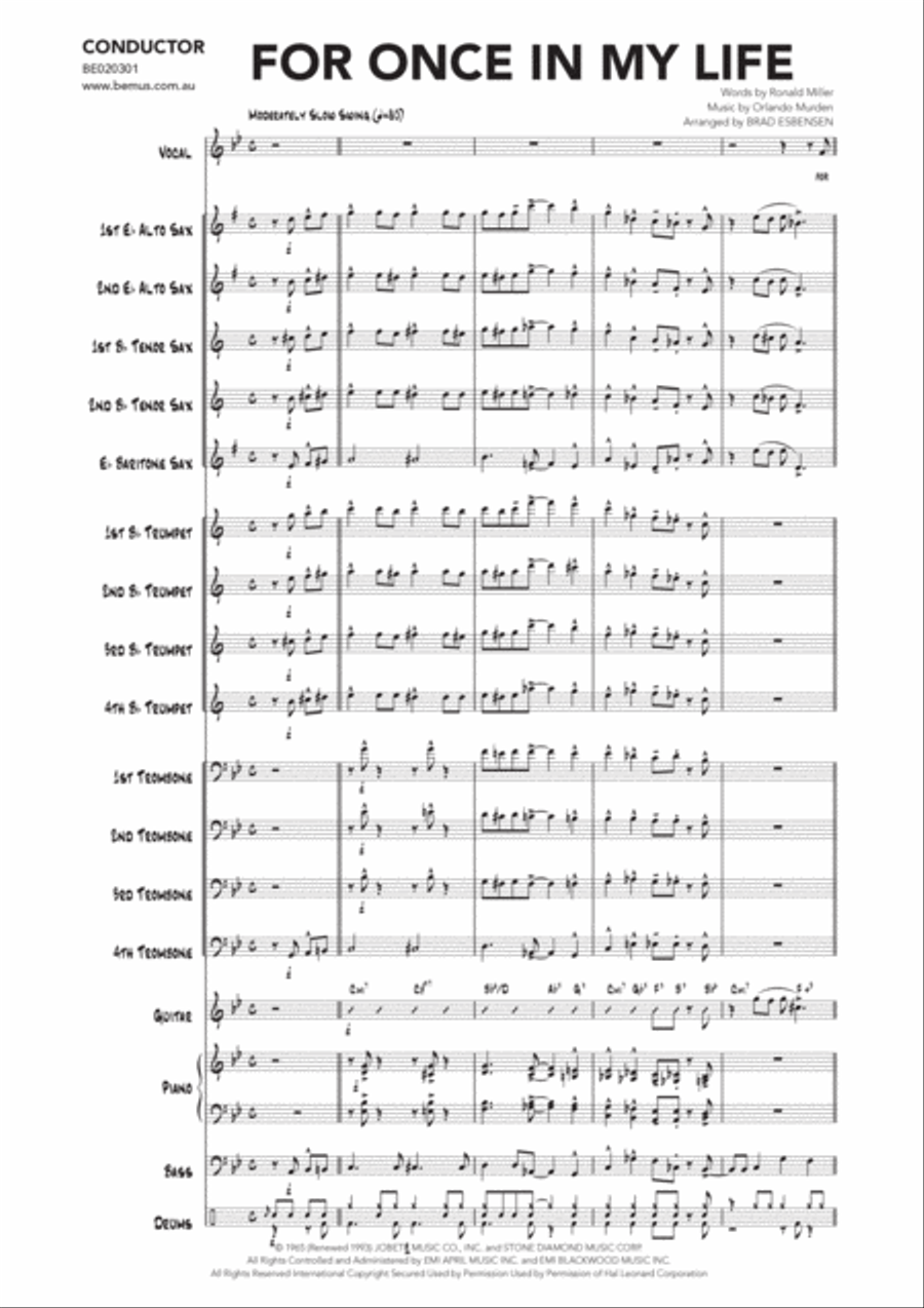 For Once In My Life Jazz Ensemble scores gallery preview page 3