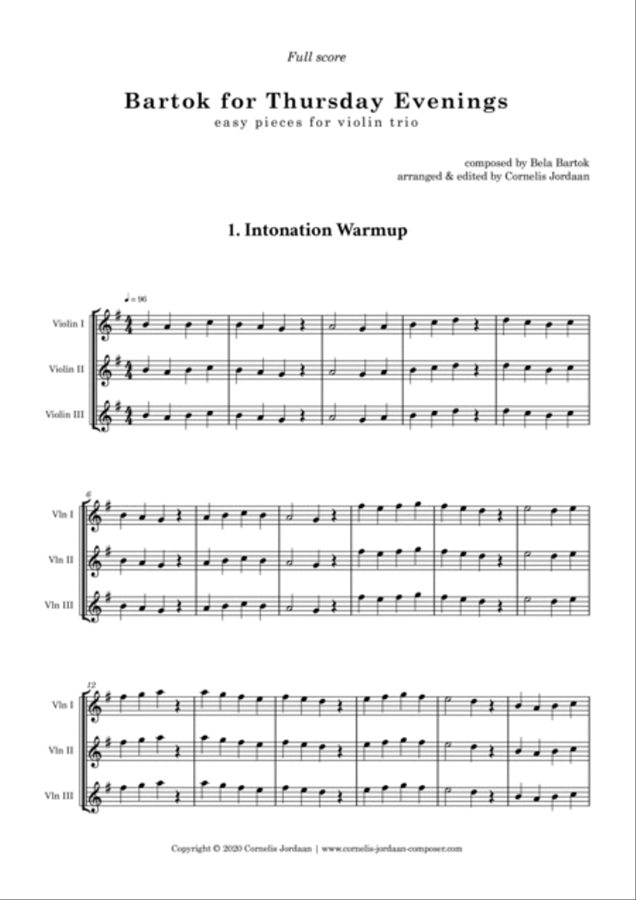 Bartok for Thursday Evenings, easy violin trios String Trio scores gallery preview page 2
