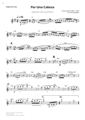 Por Una Cabeza - Soprano Sax Solo - W/Chords