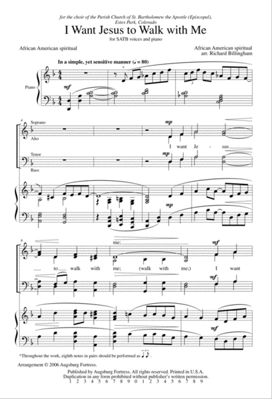 I Want Jesus to Walk with Me 4-Part scores gallery preview page 2