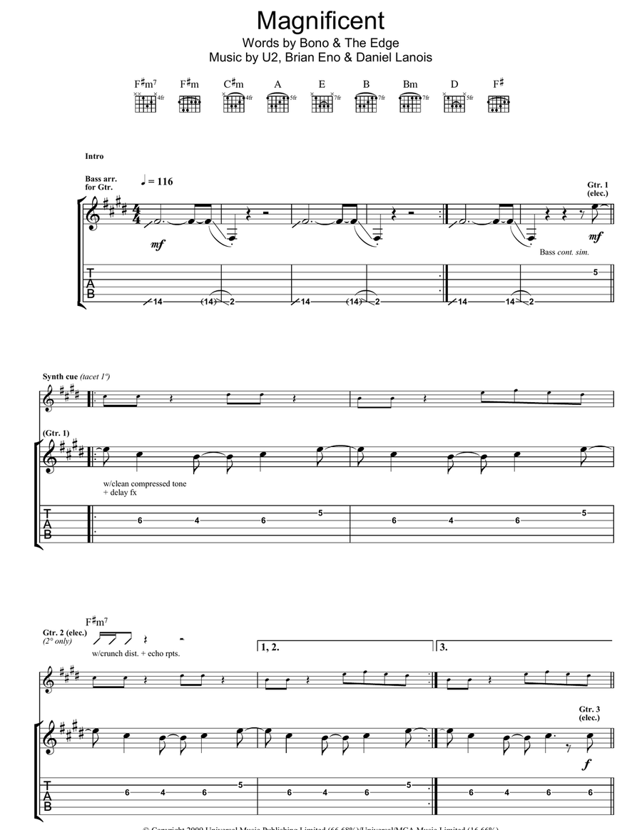 Magnificent Guitar Tablature scores gallery preview page 1