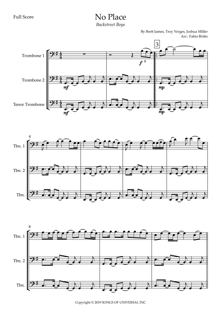 No Place No Place Trombone Trio scores gallery preview page 1