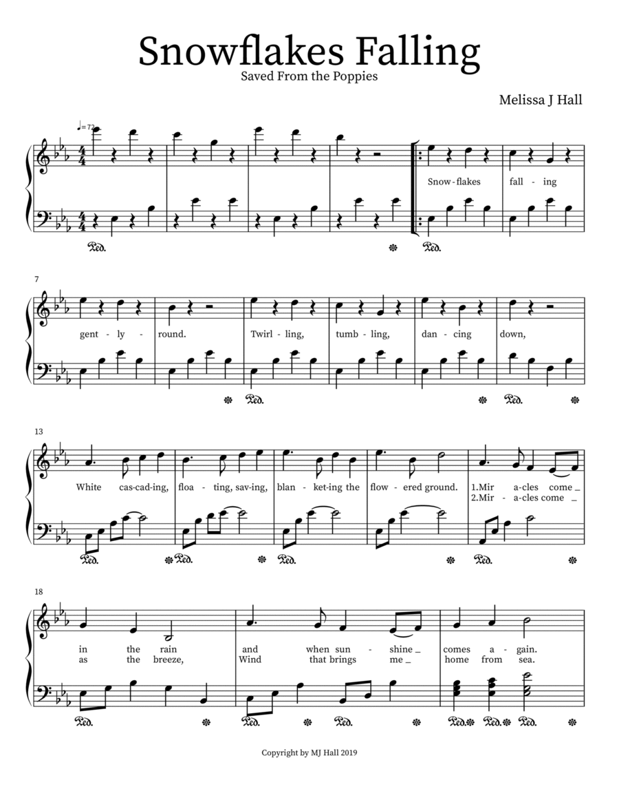 Snowflakes Falling Voice scores gallery preview page 1