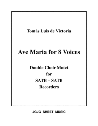 Book cover for Ave Maria a 8 for Recorder Octet