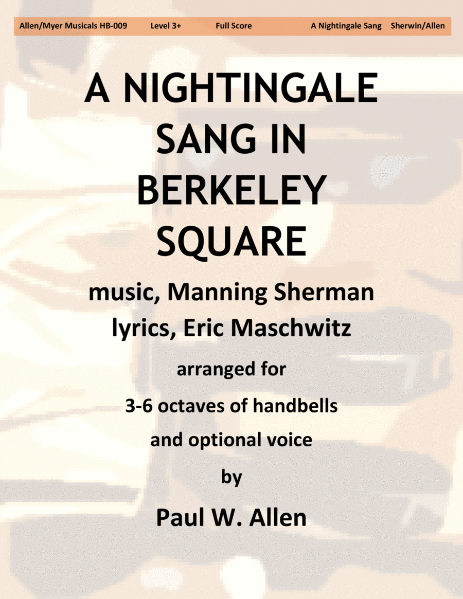 A Nightingale Sang in Berkeley Square (Voice) Handbell Choir scores gallery preview page 1