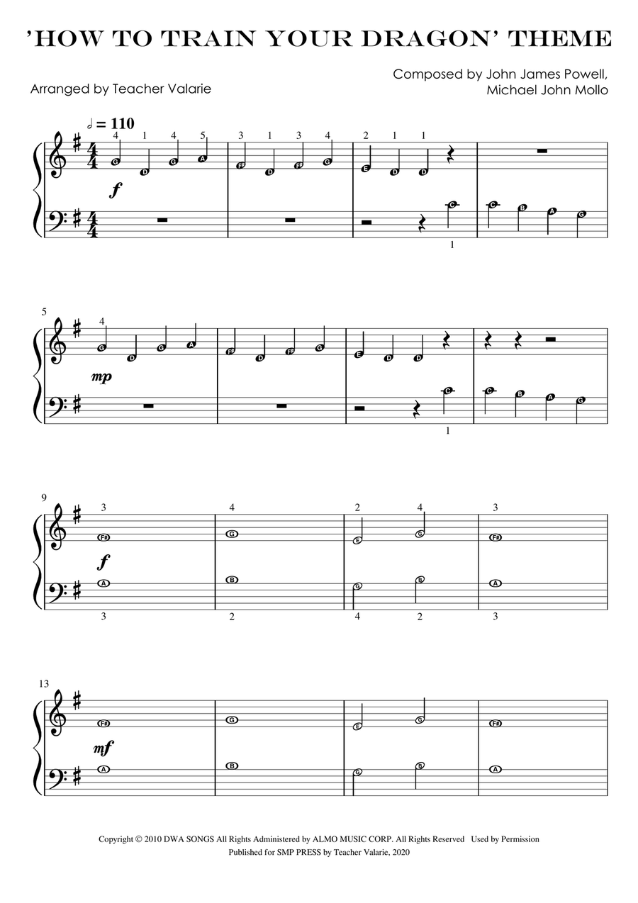 How To Train Your Dragon Piano, Vocal scores gallery preview page 1