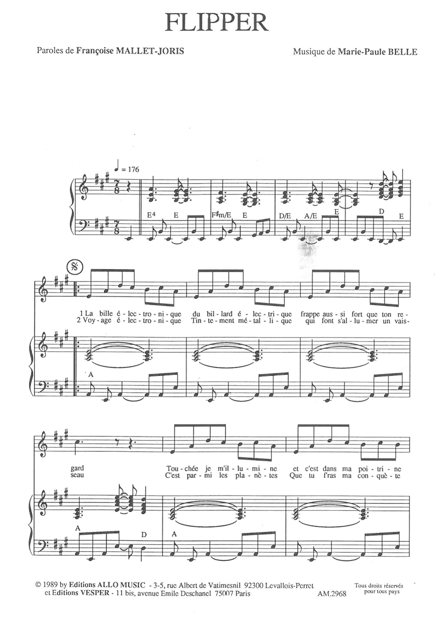 Flipper Piano, Vocal scores gallery preview page 1