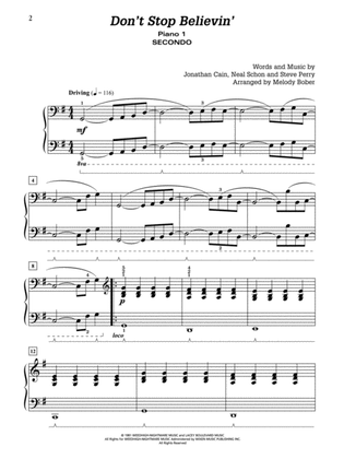 Book cover for Don't Stop Believin': by Journey - Piano Quartet (2 Pianos, 8 Hands)
