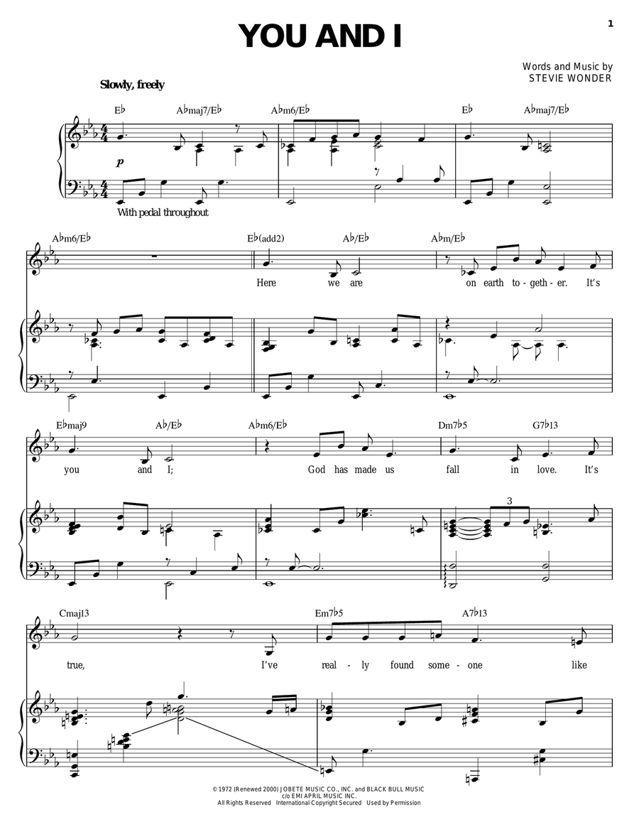 You And I Piano, Vocal scores gallery preview page 1