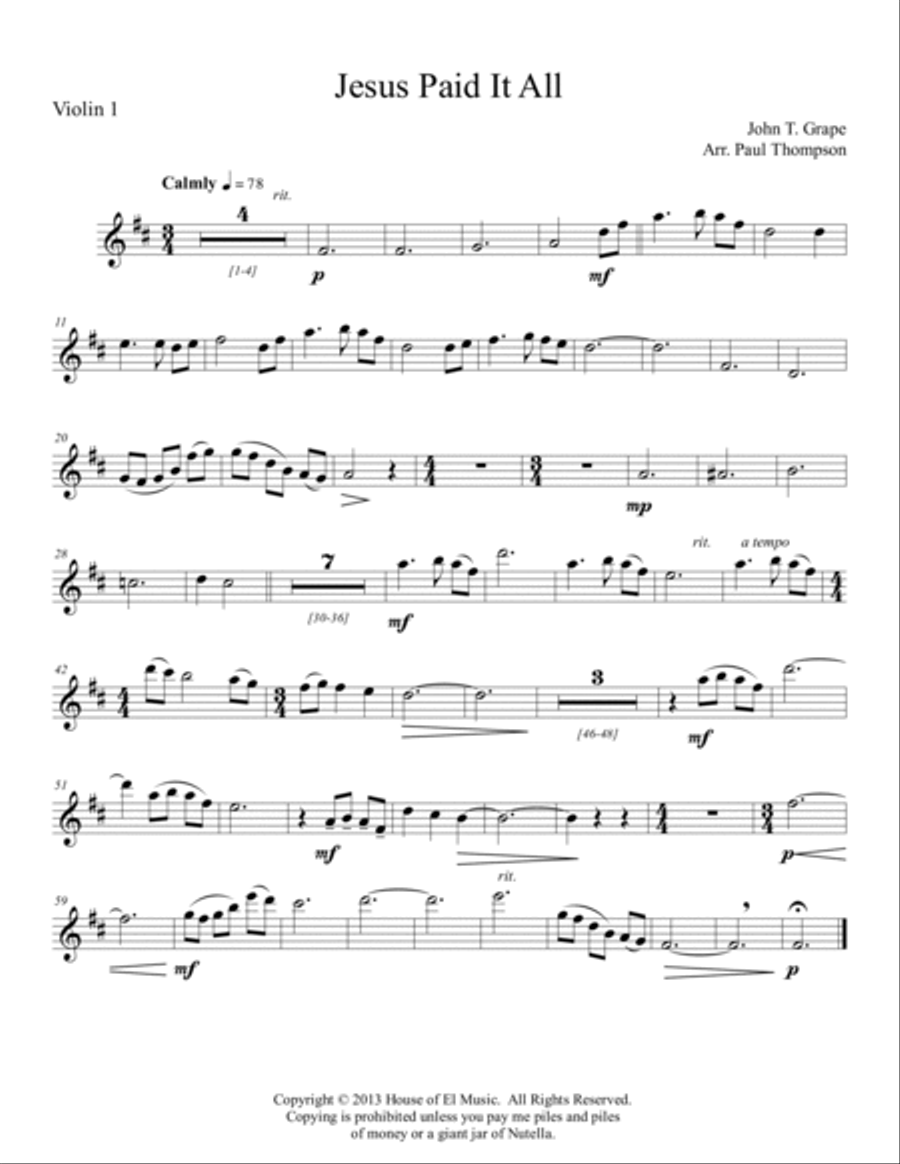 Jesus Paid It All - String Quartet and Piano Piano Quintet scores gallery preview page 5