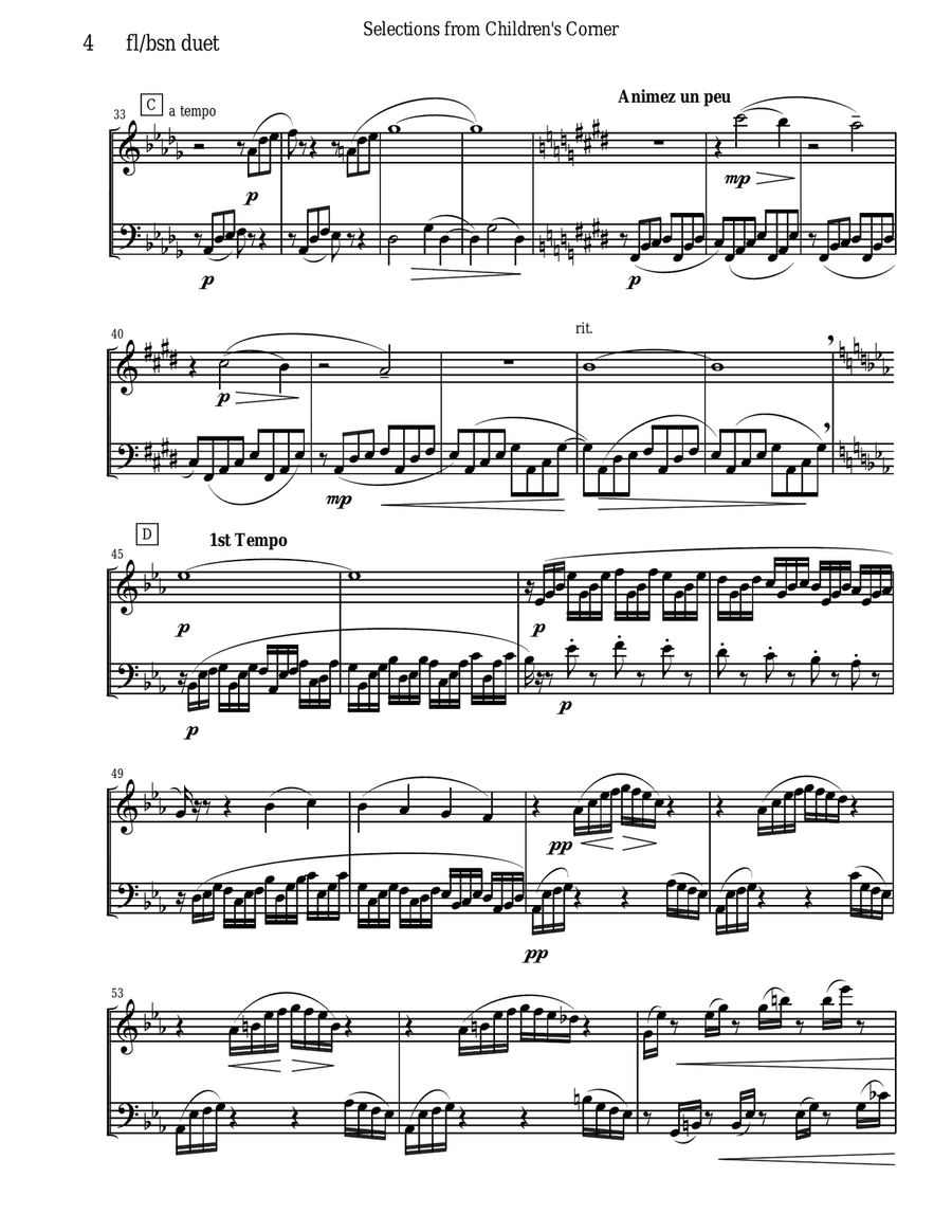 Debussy Children's Corner for flute and bassoon duet Woodwind Duet scores gallery preview page 4