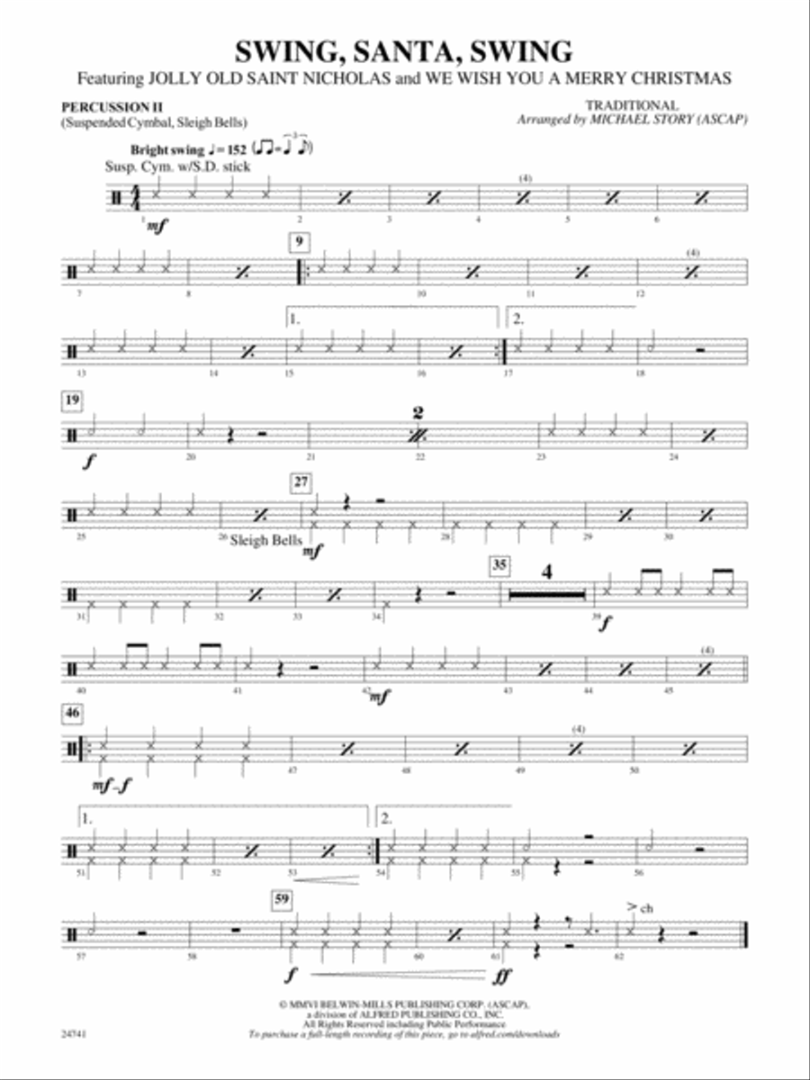 Swing, Santa, Swing: 2nd Percussion Concert Band scores gallery preview page 1
