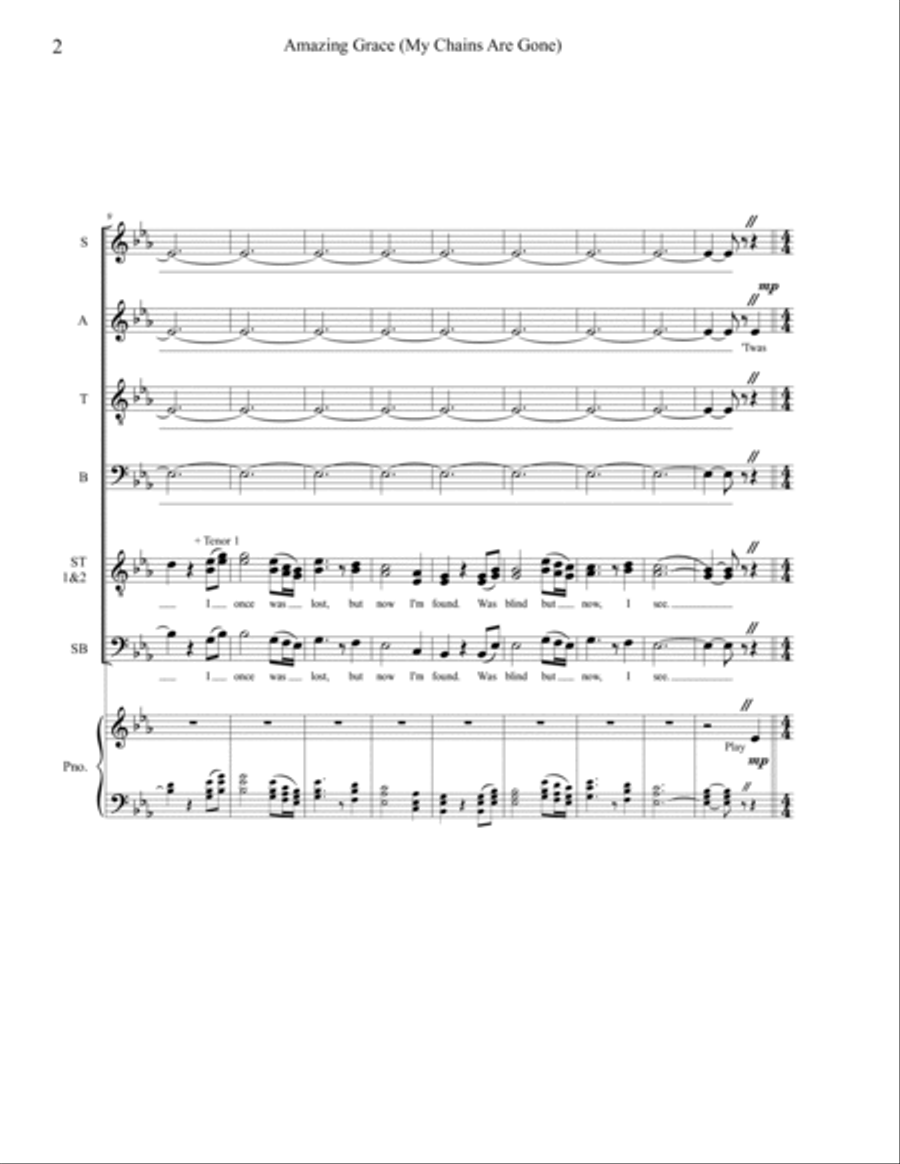 Amazing Grace (my Chains Are Gone) 4-Part scores gallery preview page 2