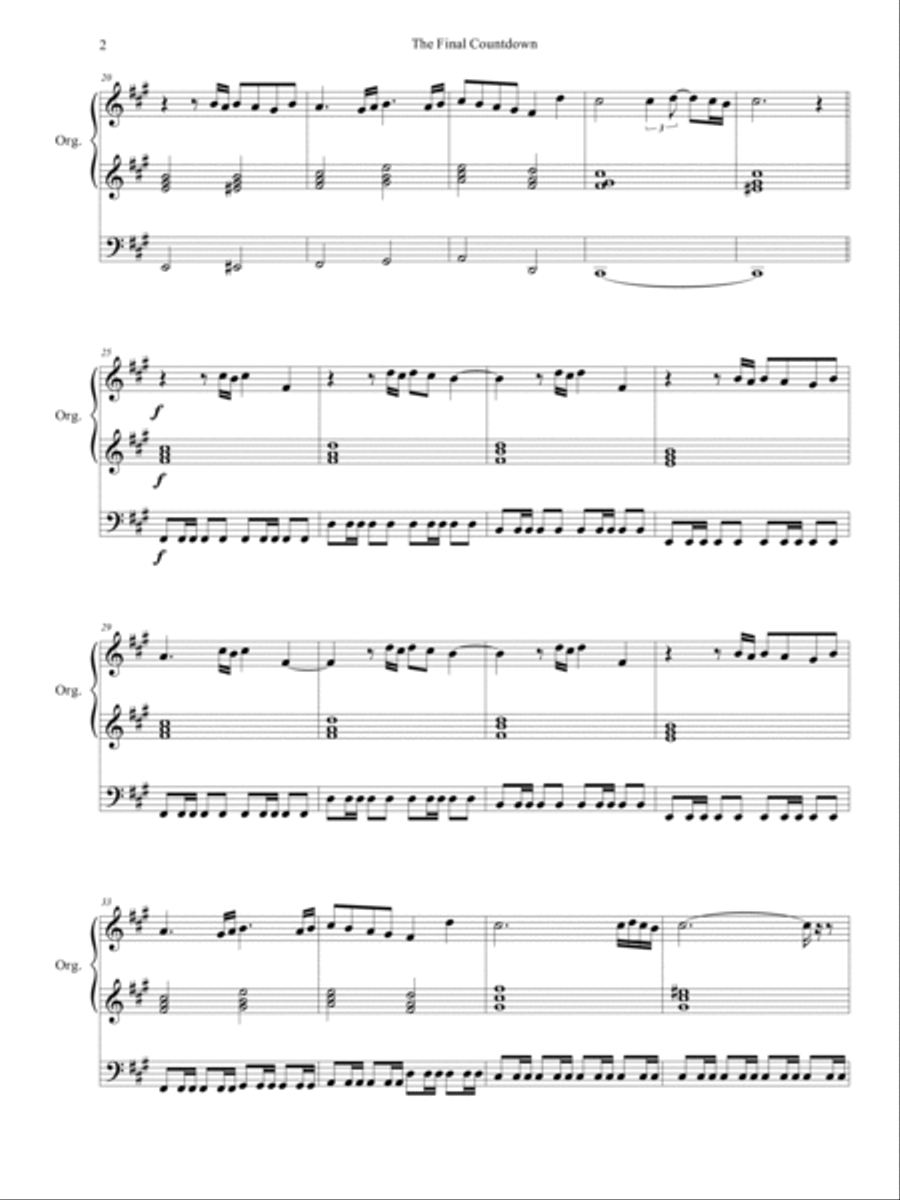 Final Countdown Organ Solo scores gallery preview page 3