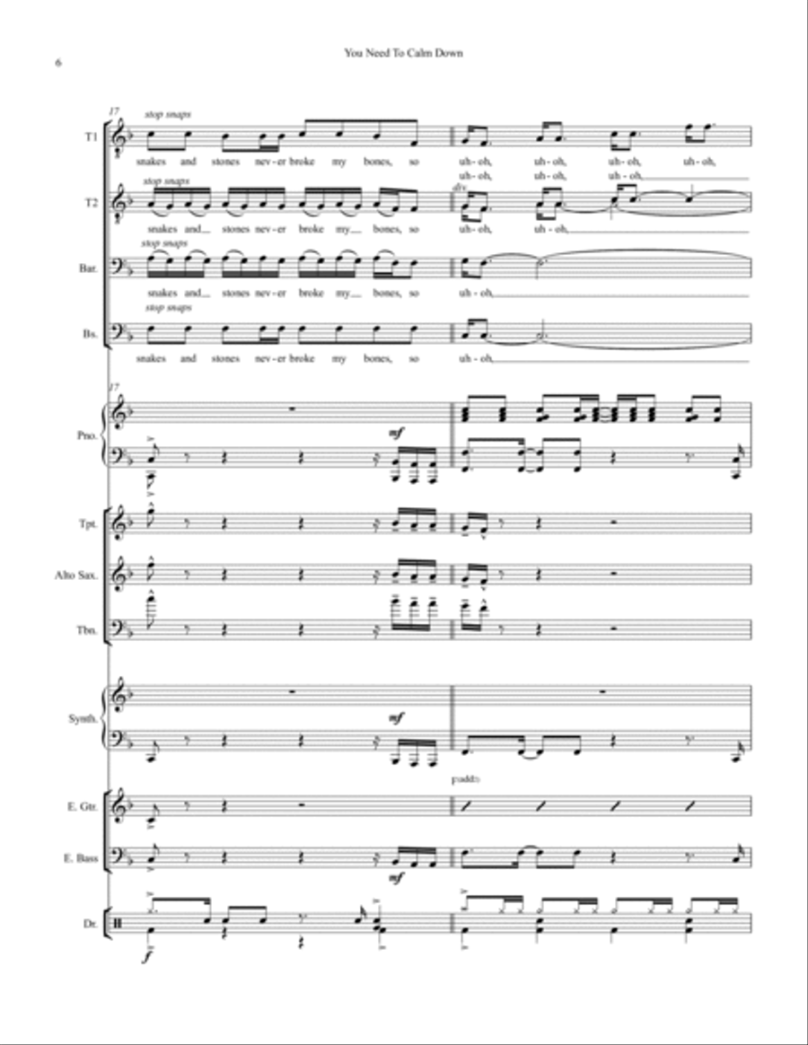 You Need To Calm Down Large Ensemble scores gallery preview page 6