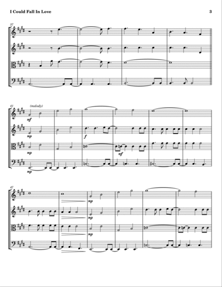 I Could Fall In Love String Quartet scores gallery preview page 3