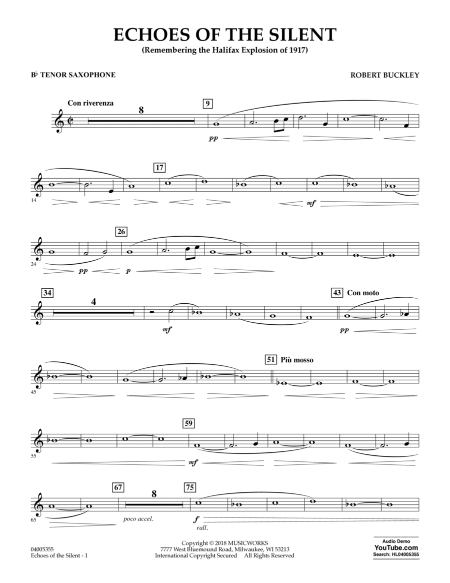 Echoes of the Silent - Bb Tenor Saxophone Tenor Saxophone scores gallery preview page 1