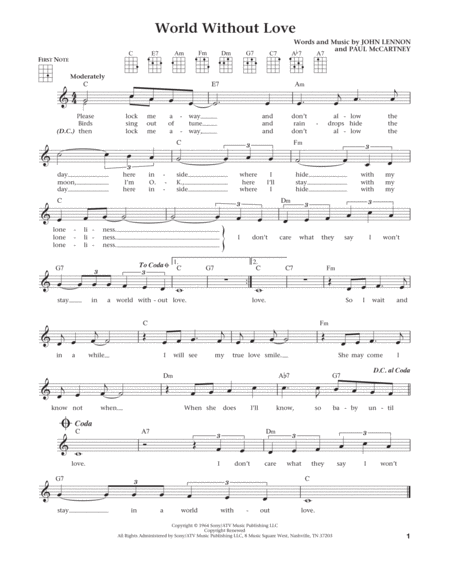 World Without Love (from The Daily Ukulele) (arr. Liz and Jim Beloff)