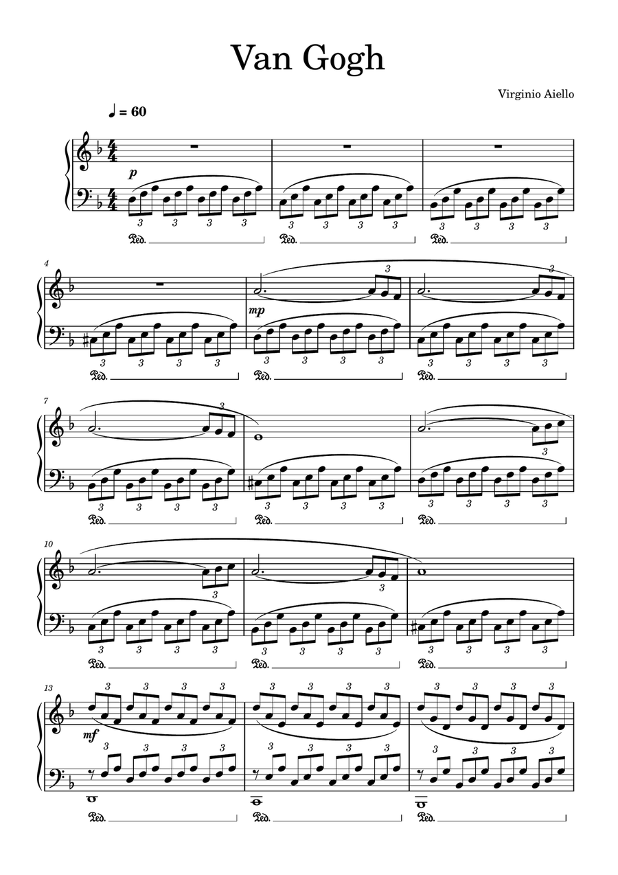 Van Gogh Piano Solo scores gallery preview page 1
