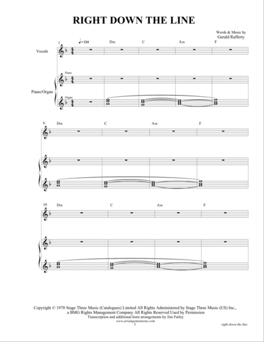 Right Down The Line Piano, Vocal, Guitar scores gallery preview page 3