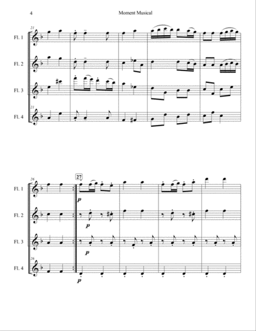 Moment Musical for Flute Quartet Flute Quartet scores gallery preview page 4
