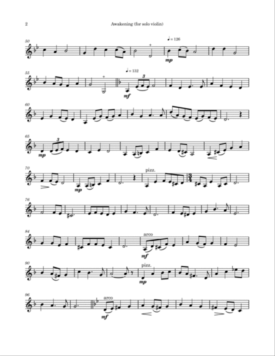 Awakening (for solo violin) Violin Solo scores gallery preview page 2
