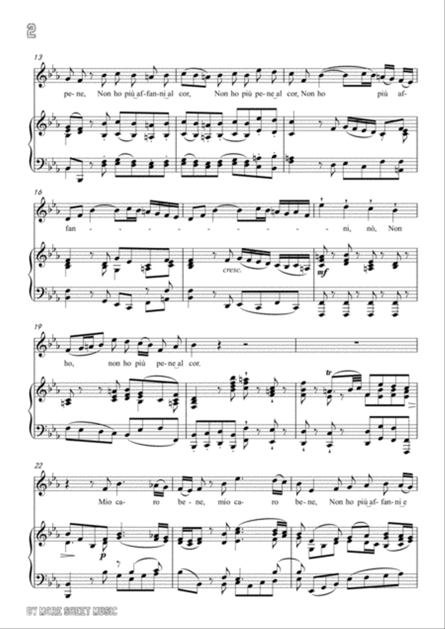 Handel-Mio caro bene! in E flat Major,for Voice and Piano Voice Solo scores gallery preview page 4