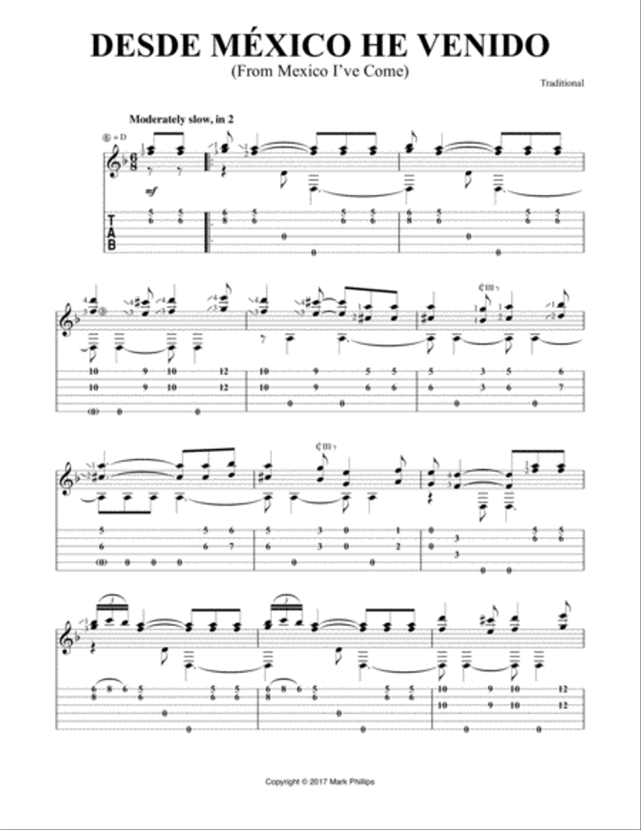 Desde México he venido (From Mexico I’ve Come) Acoustic Guitar scores gallery preview page 1
