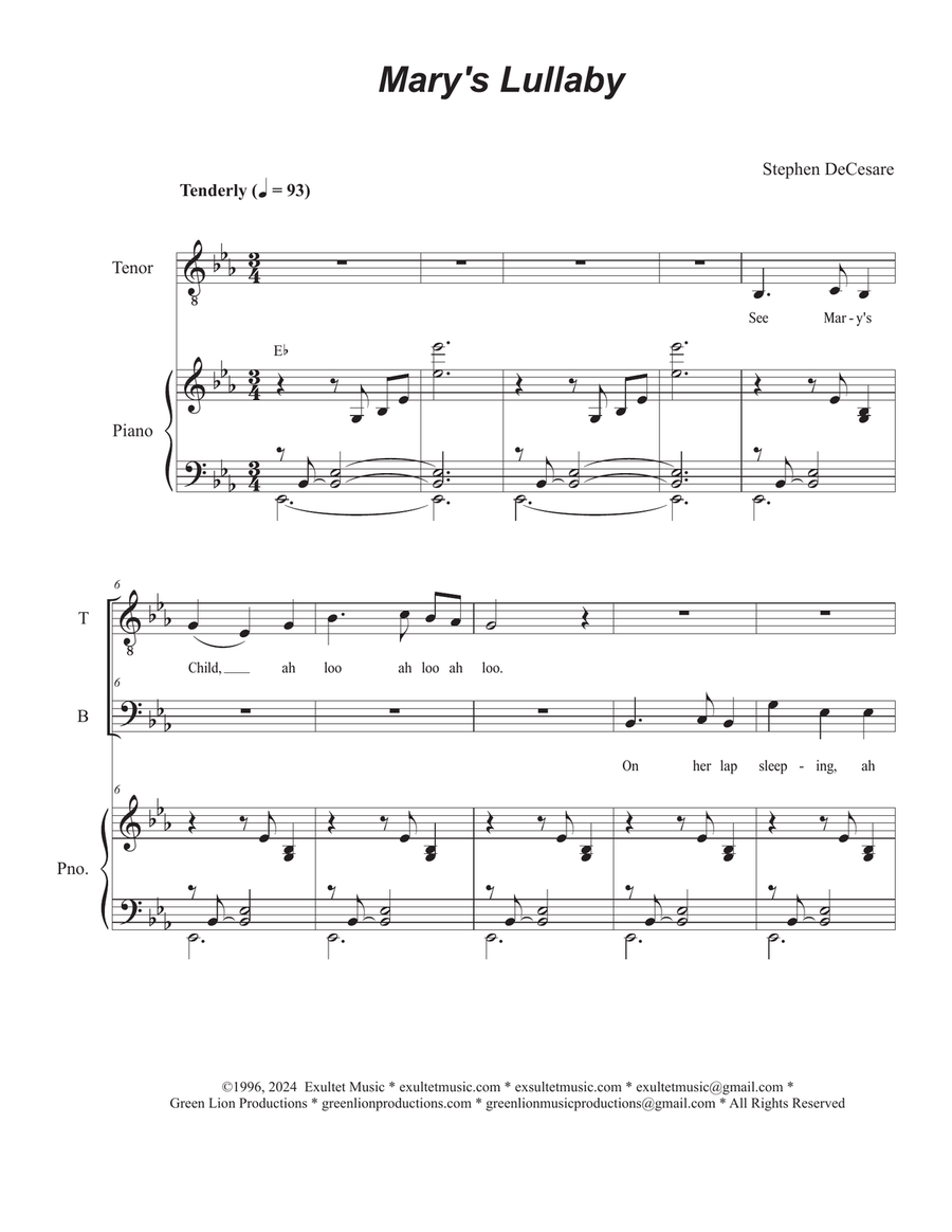 Mary's Lullaby (Duet for Tenor and Bass solo)
