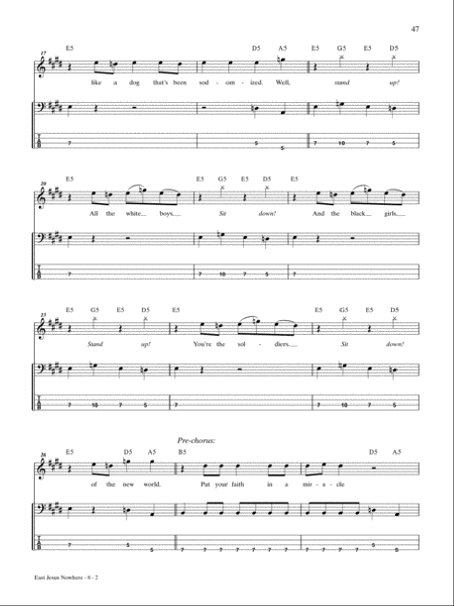East Jesus Nowhere Bass Guitar Tablature scores gallery preview page 2