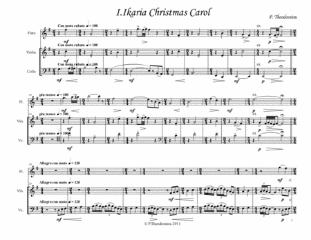 Greek Traditional Carols, for flute, violin and cello