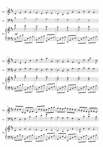 Canon in D major for Piano Trio