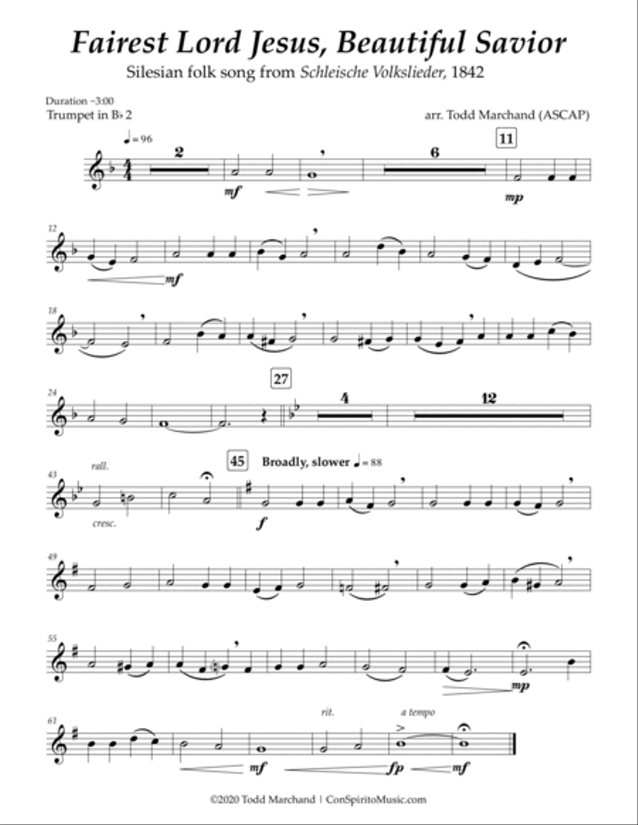 Fairest Lord Jesus, Beautiful Savior - brass quintet Brass Quintet scores gallery preview page 6