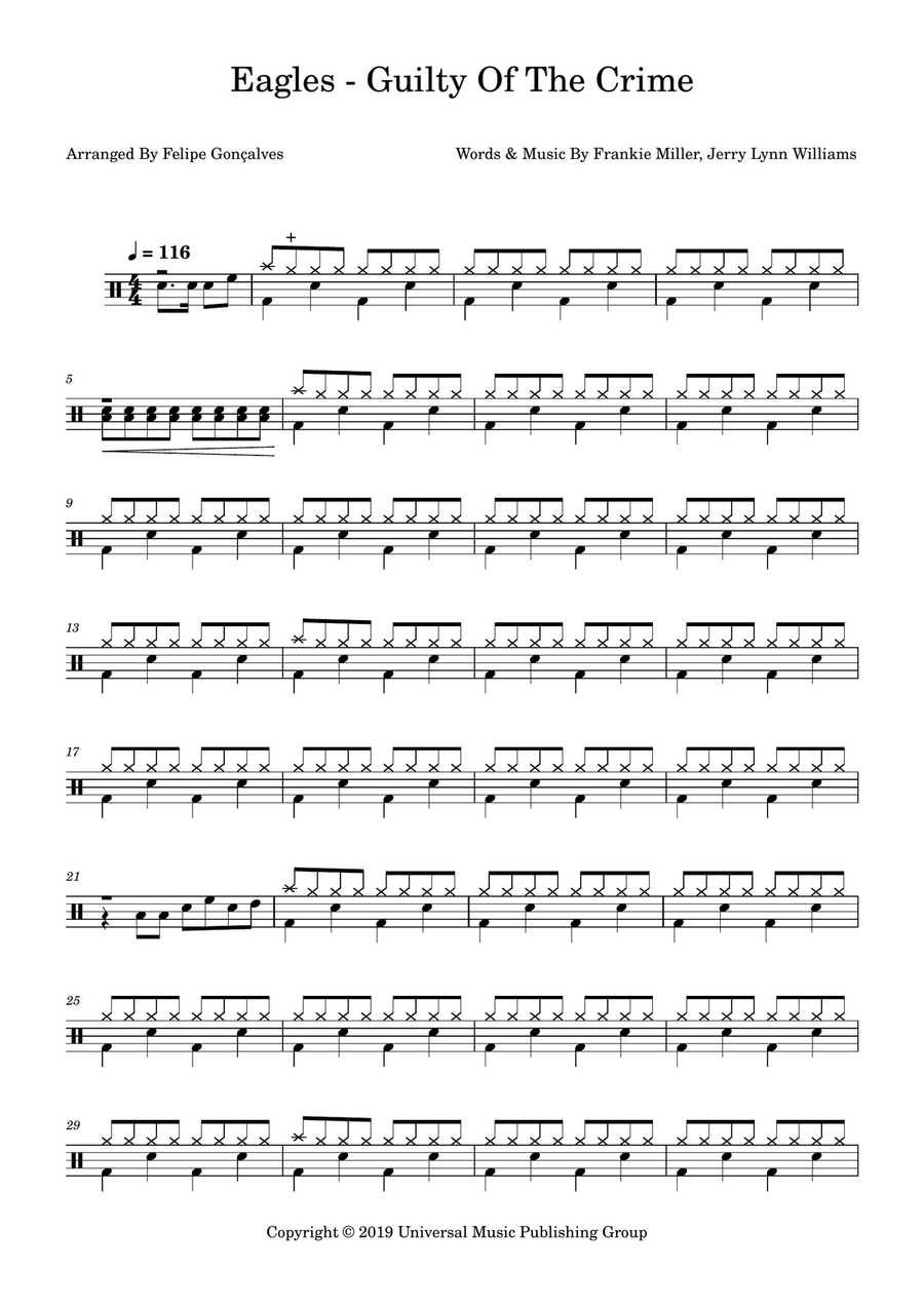 Guilty Of The Crime Guilty Of The Crime Drum Set scores gallery preview page 1