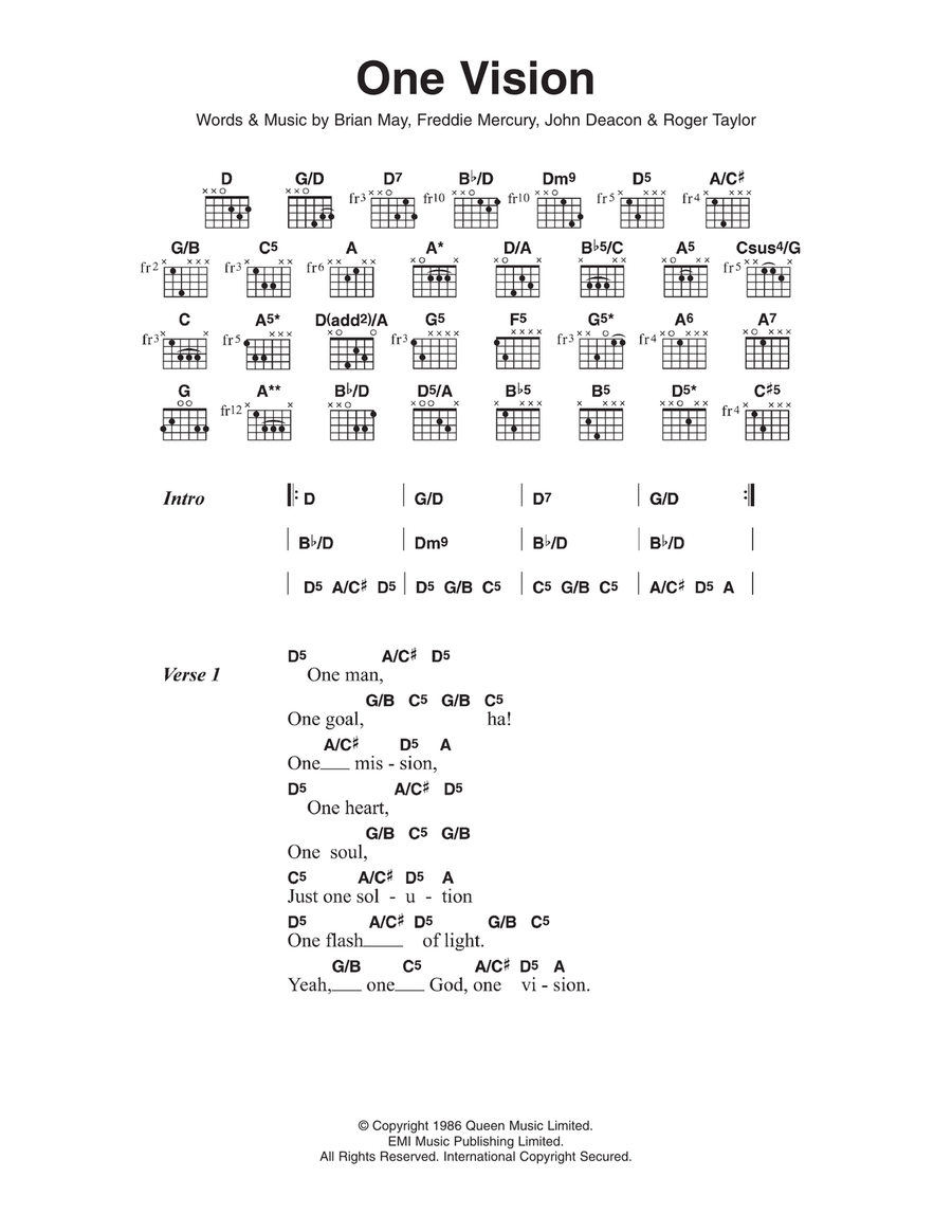 One Vision One Vision Guitar scores gallery preview page 1