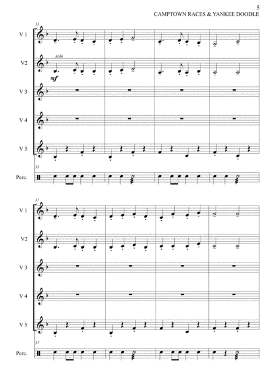 Camptown races & Yankee Doodle Dandy medley for flexible band (brass or wind). Camptown races & Yankee Doodle Dandy medley for flexible band (brass or wind). Large Ensemble scores gallery preview page 5