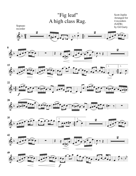 Fig leaf : a high class Rag. (arrangement for 4 recorders)