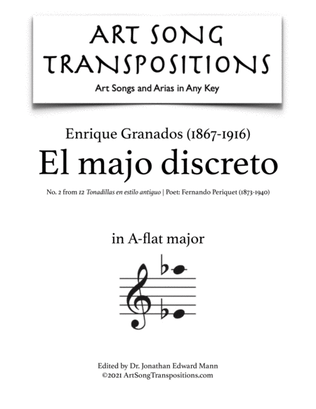 Book cover for GRANADOS: El majo discreto (transposed to A-flat major)