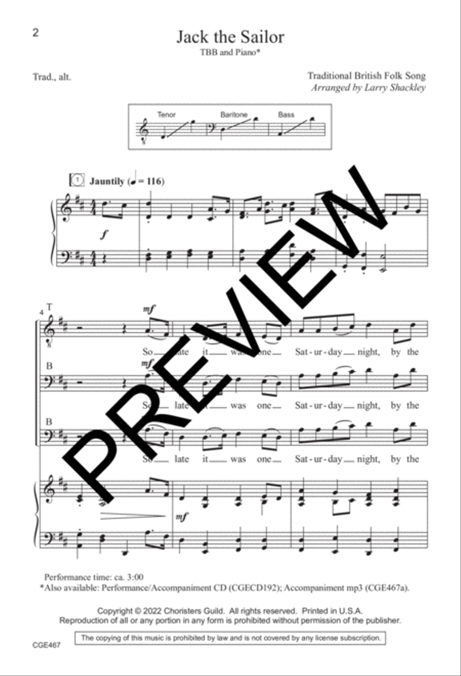 -Jack the Sailor - TBB 3-Part scores gallery preview page 2