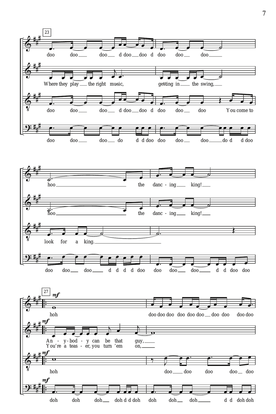 Dancing Queen (arr. Deke Sharon) 4-Part scores gallery preview page 5