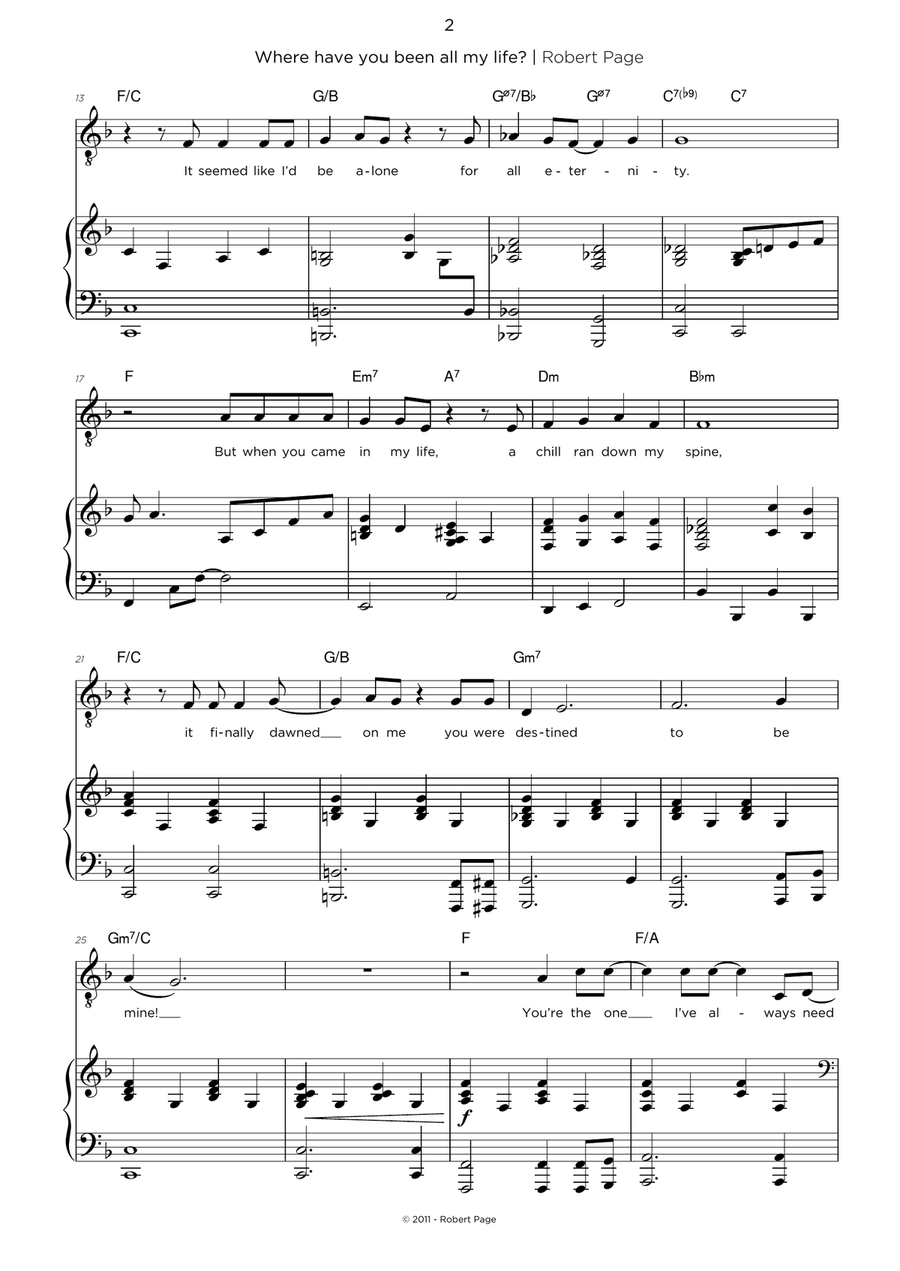 Where have you been all my life? Piano, Vocal scores gallery preview page 2