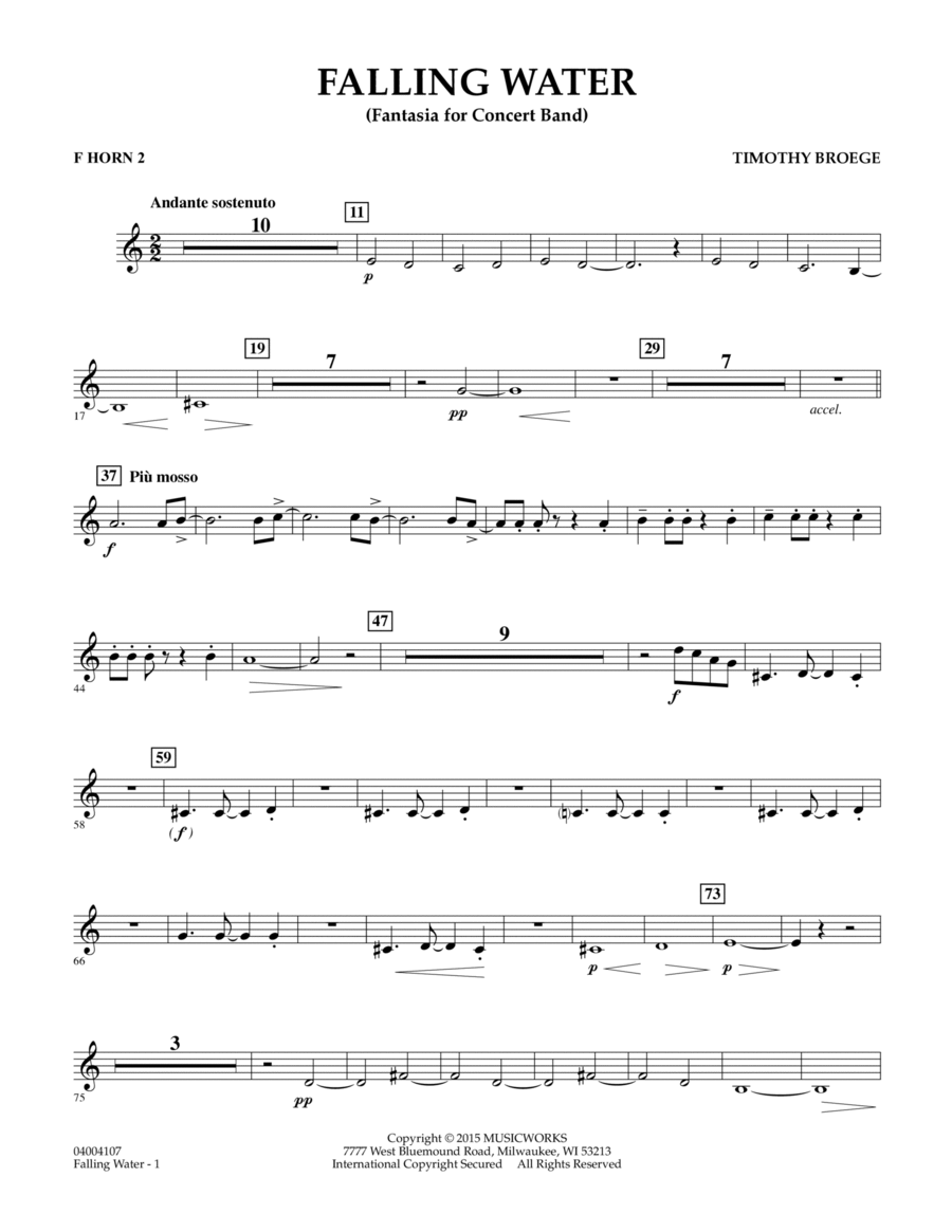 Falling Water - F Horn 2 Horn scores gallery preview page 1