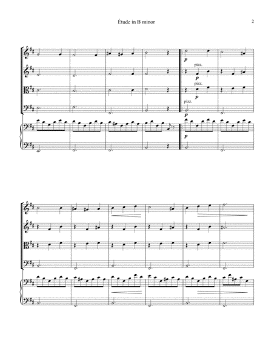 Étude (study) in B Minor Op. 35 No. 22 for piano and string quartet Piano Quartet scores gallery preview page 3