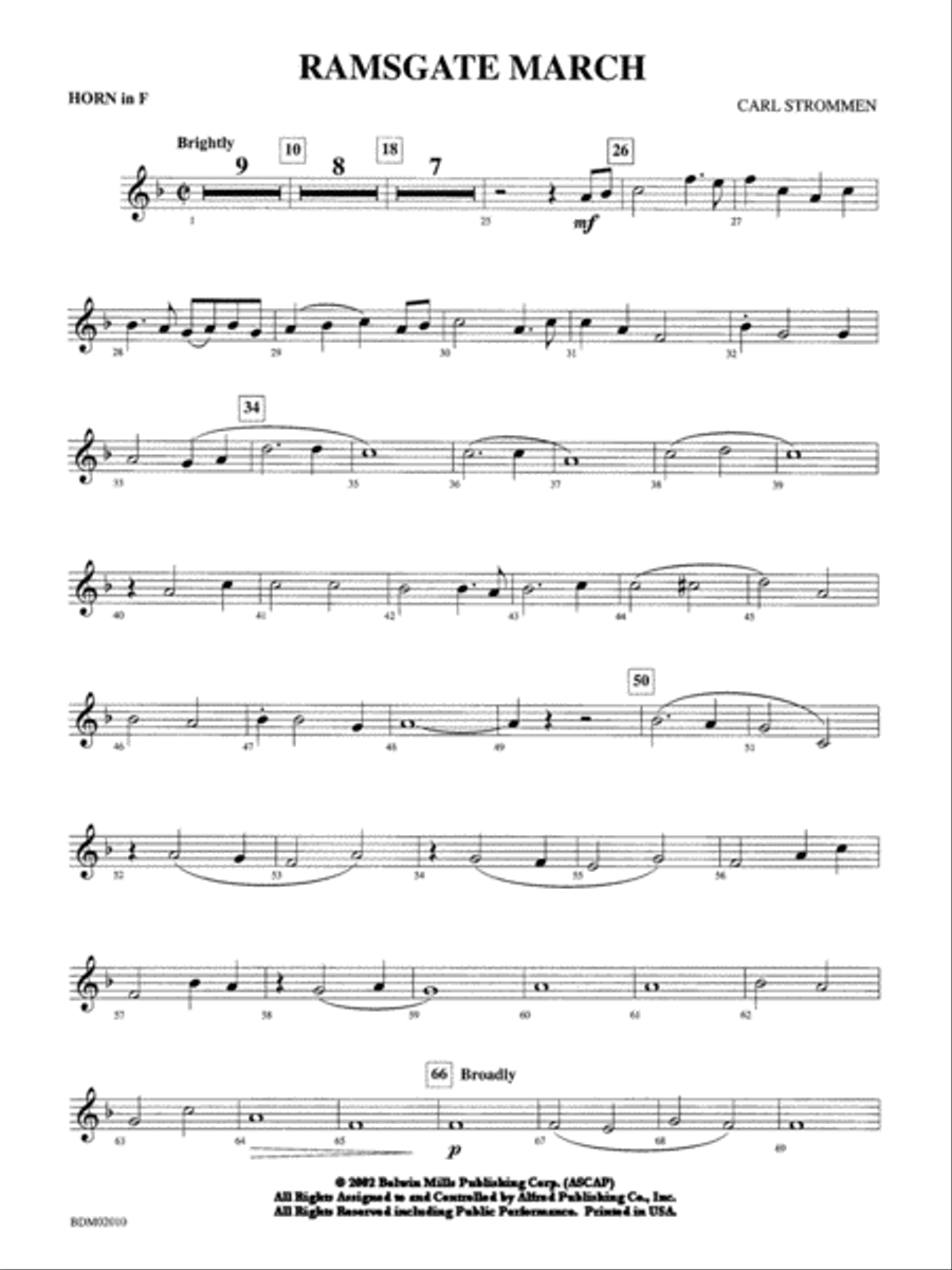 Ramsgate March: 1st F Horn Concert Band scores gallery preview page 1